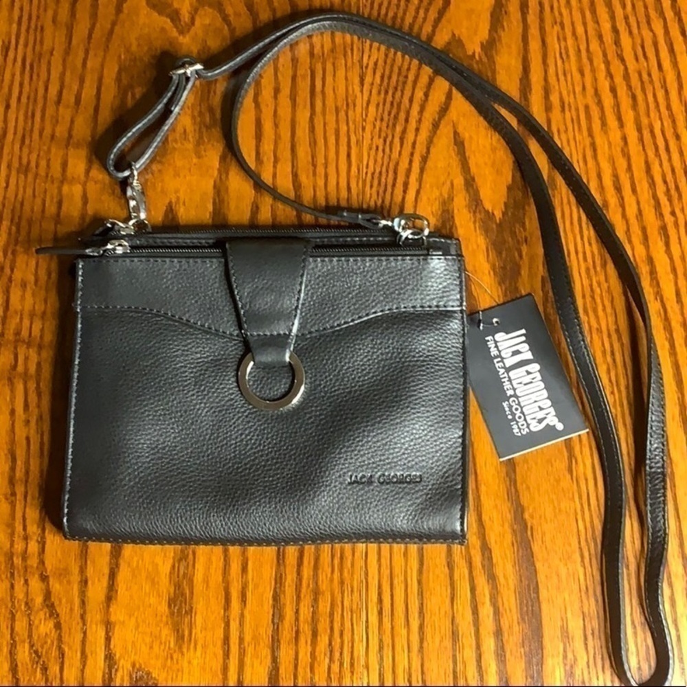 Black Leather Crossbody Purse - Picture 2 of 9